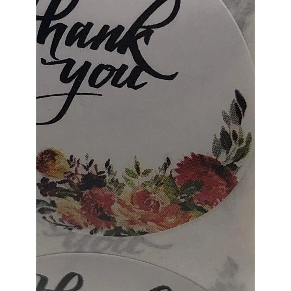 Thank You Stickers Roll Round 1in Labels Floral‎ Design 500 Pcs Durable Adhesive